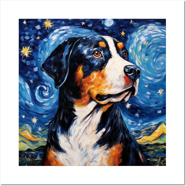 Swiss Mountain Dog Starry Night Wall Art by NatashaCuteShop